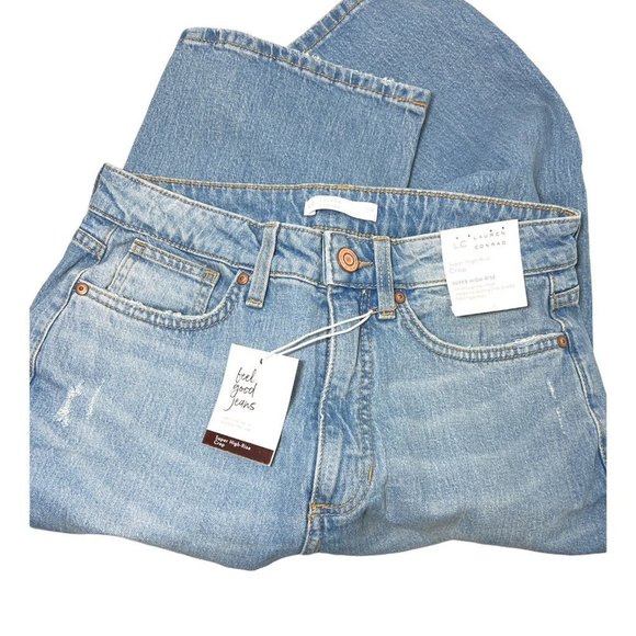 SOLD LC Lauren Conrad Womens Med Wash High Rise Distressed Cropped Jeans Sz 8 - Picture 5 of 10